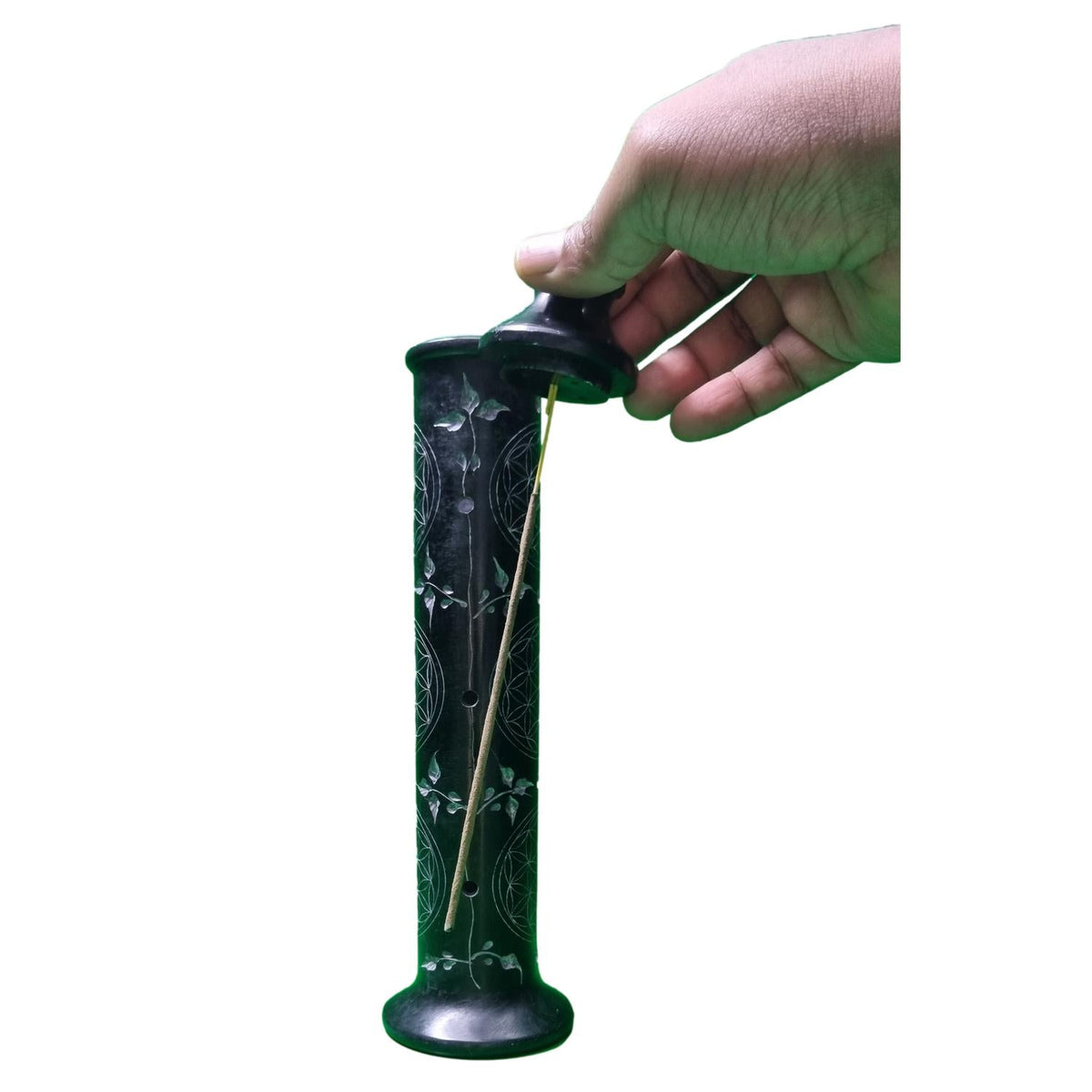 Tower Soapstone Incense Holder Flower of Life Naathi Aromatherapy