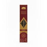 A tall rectangular box of Parimal Yagra Incense, featuring a deep maroon and gold color scheme with a central diamond-shaped window showing the dark incense sticks inside, set against a plain white background.