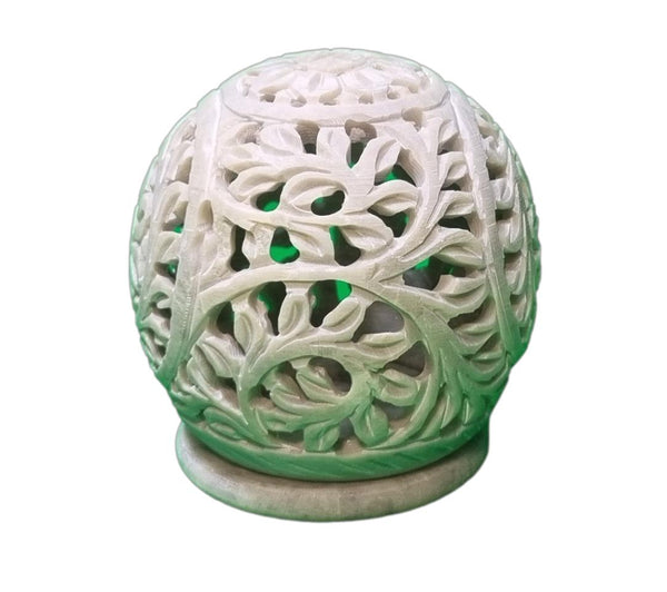 Soapstone Candle Holder - Flower-Naathi-Aromatherapy-NZ