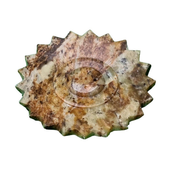 Flower Soapstone Incense Holder - Round-Naathi-Aromatherapy-NZ