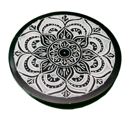 Mandala Soapstone Incense Holder - Round-Naathi-Aromatherapy-NZ