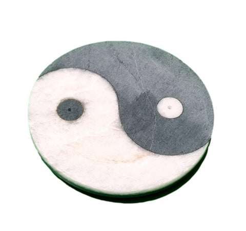 Yin Yang Soapstone Incense Holder - Round-Naathi-Aromatherapy-NZ