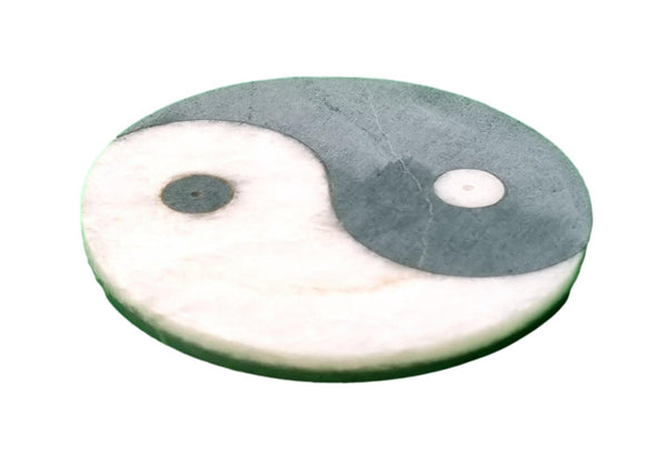 Yin Yang Soapstone Incense Holder - Round-Naathi-Aromatherapy-NZ