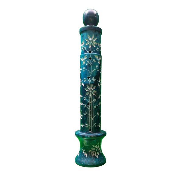 Emerald Tower Soapstone Incense Holder-Naathi-Aromatherapy-NZ